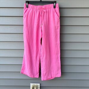 Lilly Pulitzer 31" Brawley Linen Crop Pants Size M Pink Drawstring Coastal